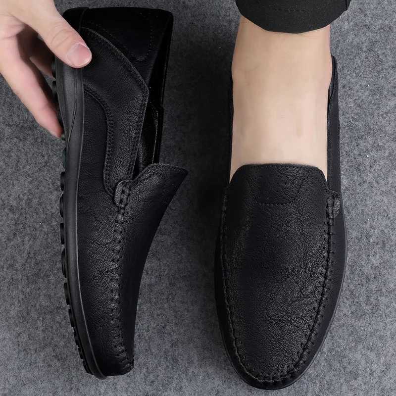 Genuine Leather Men Shoes Casual Formal Mens Loafers Luxury Brand Italian Breathable Slip Male Boat Shoe Size 46 47XJ250118