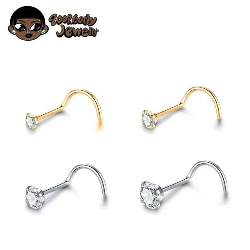10pcs 18G 20G CZ Crystal Studs Women Nose Ring Nariz 6 Piercing Body Jewelry Wholesale250114