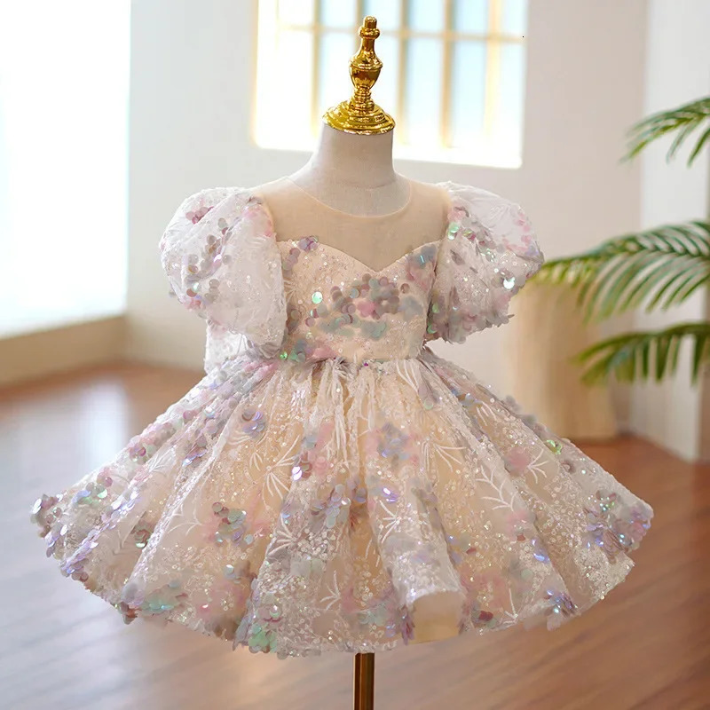 Children Evening Dresses for Girls 3 12 14 Years Kids Birthday Party Fluffy Ball Gown Wedding Prom Formal Lace Dress 250117