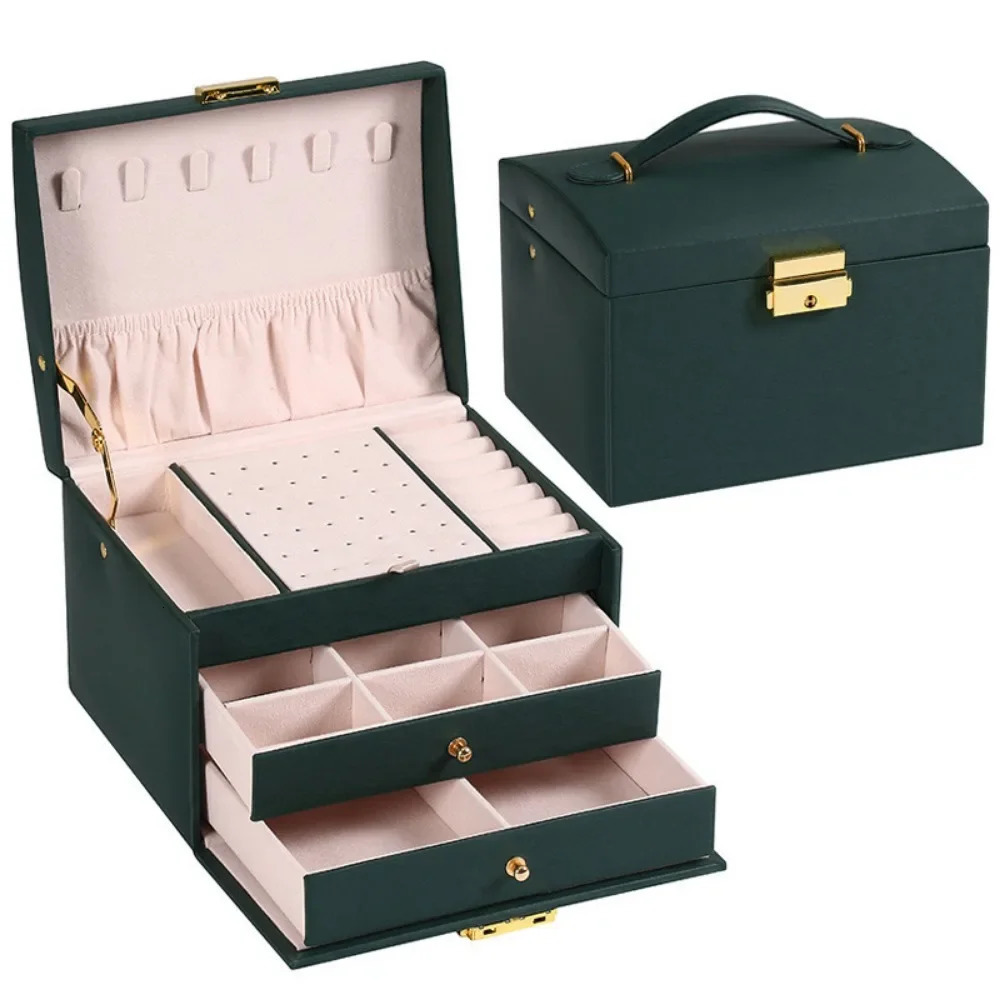 Three-layer large-capacity box with compartments for necklaces bracelets rings watch storage and earrings and jewelry box 250117