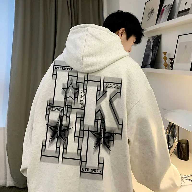 Autumn Hip Hop Mens Super Large Hoodie Letter Printing Hoodie Sportswear 2024 New Y2K Street Clothing Wool Pulling Hoodie W250117