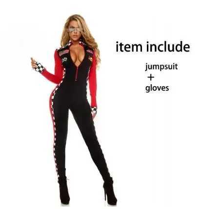 Cosplay Sexy Race Car Driver Halloween Costumes Women Sexy Racing Jumpsuit Long Sleeves Racer Girl Uniform Cheerleaders CostumeW250121
