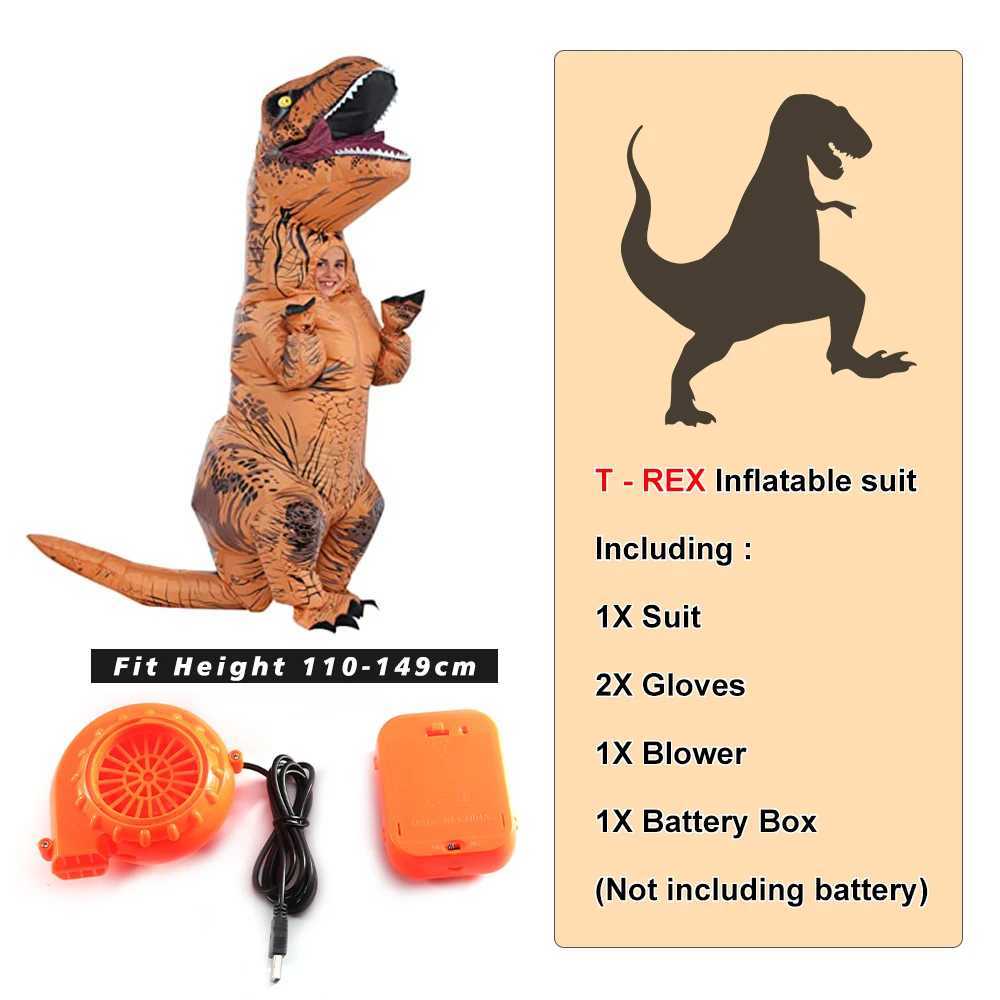 T-rex Inflatable from Tyrannosaurus Dinosaur Costume Child Kids Adult Role-playing Fancy Halloween Mascot Party Apparel W250117