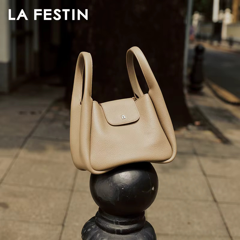 LA FESTIN Original Handbag Women Bucket Bags Designer Shoulder Crossbody 2024 New Ladies Leather Bag