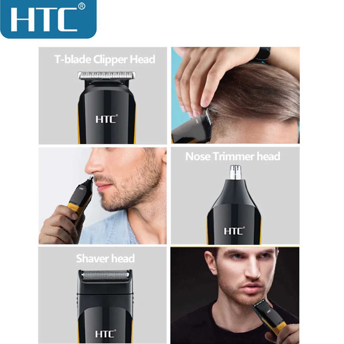 HTC USB 3 In 1 Electric T- Hair Trimmer/Foil Shave/Nose And Ear Trimmer Business Travel Facial Care Razor Shaving ManeW250117