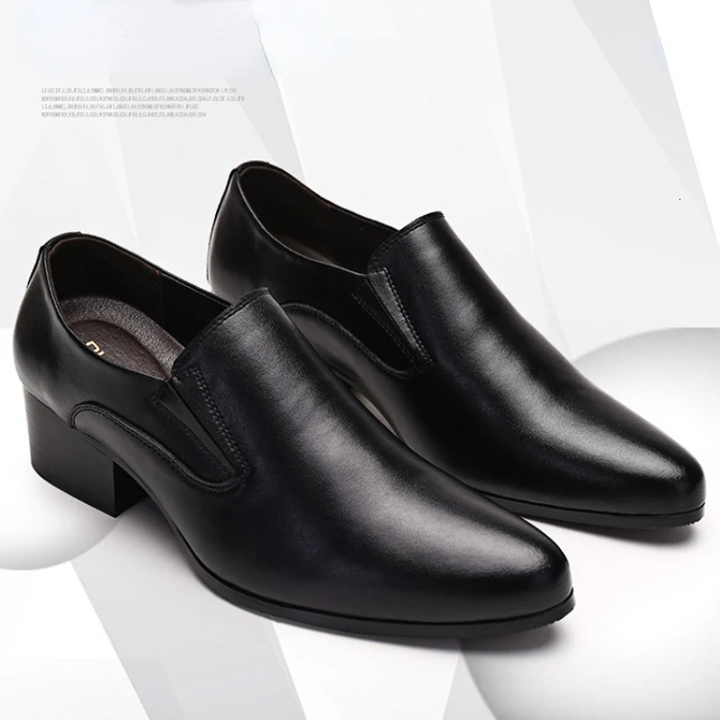 Genuine Leather Handmade Shoes Men Loafers Slip On Business Casual Shoes Classic High Heels Dress Oxford Shoes Male Shoes Flats 250113