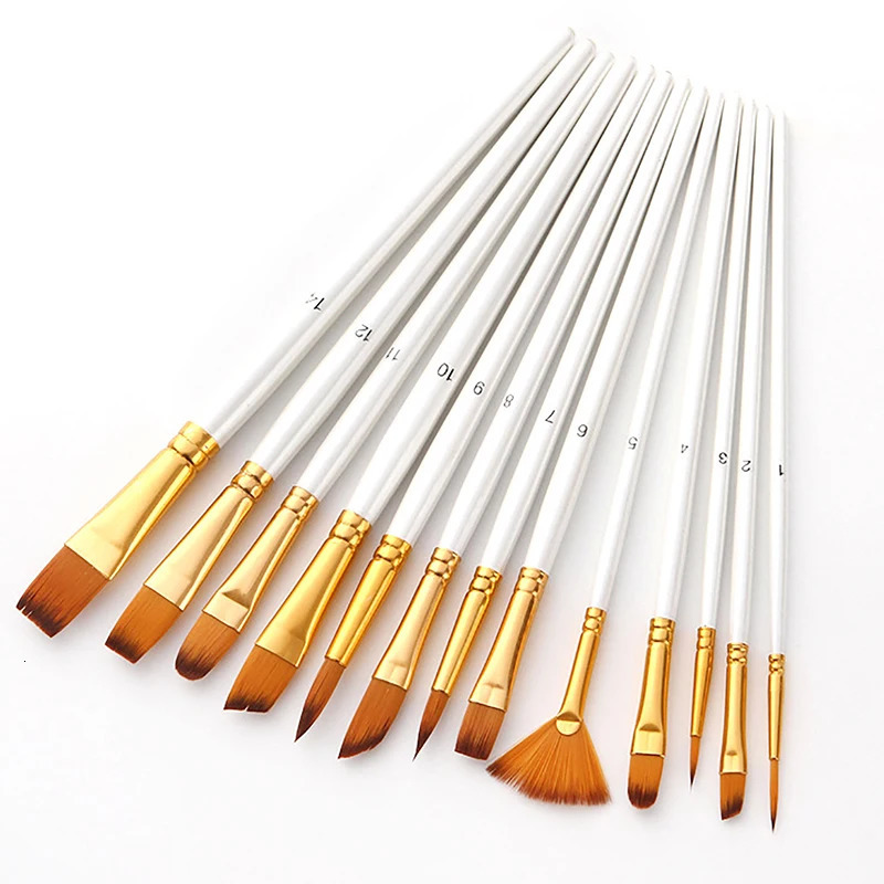 13Pcs Painting Brushes Set Artist Brush for Oil Acrylic Watercolor Gouache Paint Professional Supplies 250109