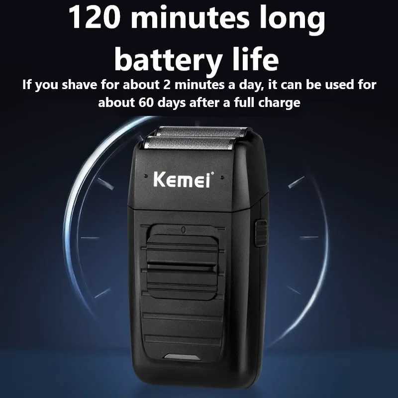 Kemei KM-1102 Rechargeable Cordless Shaver For Men Twin Reciprocating Beard Razor Face Care Multifunction Strong TrimmerW250117