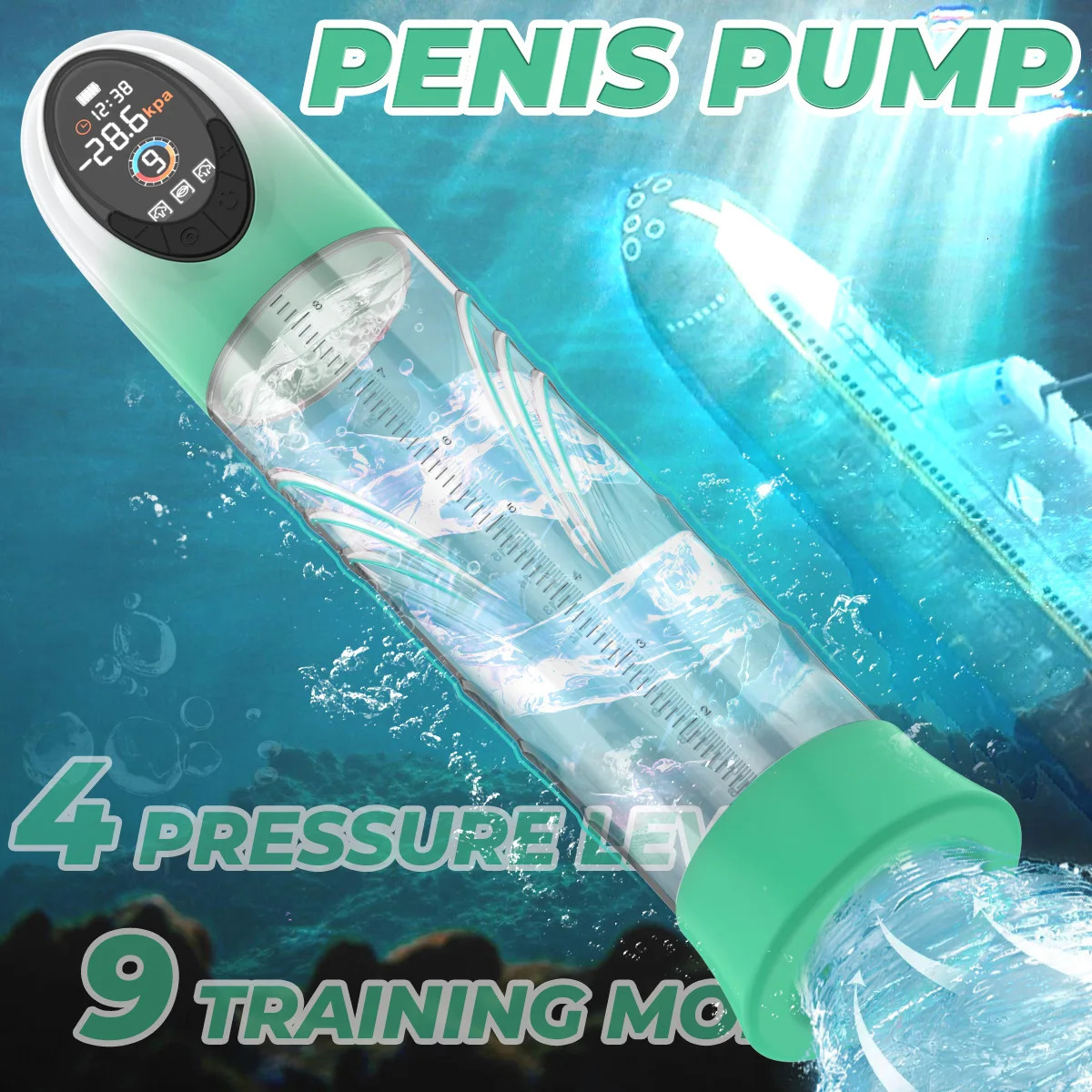Penis Pump Male Sex Toys Electric Vacuum IPX7 Waterproof LCD Display 4 Pressure Levels 9 Suction Training Extender Bigger 250121