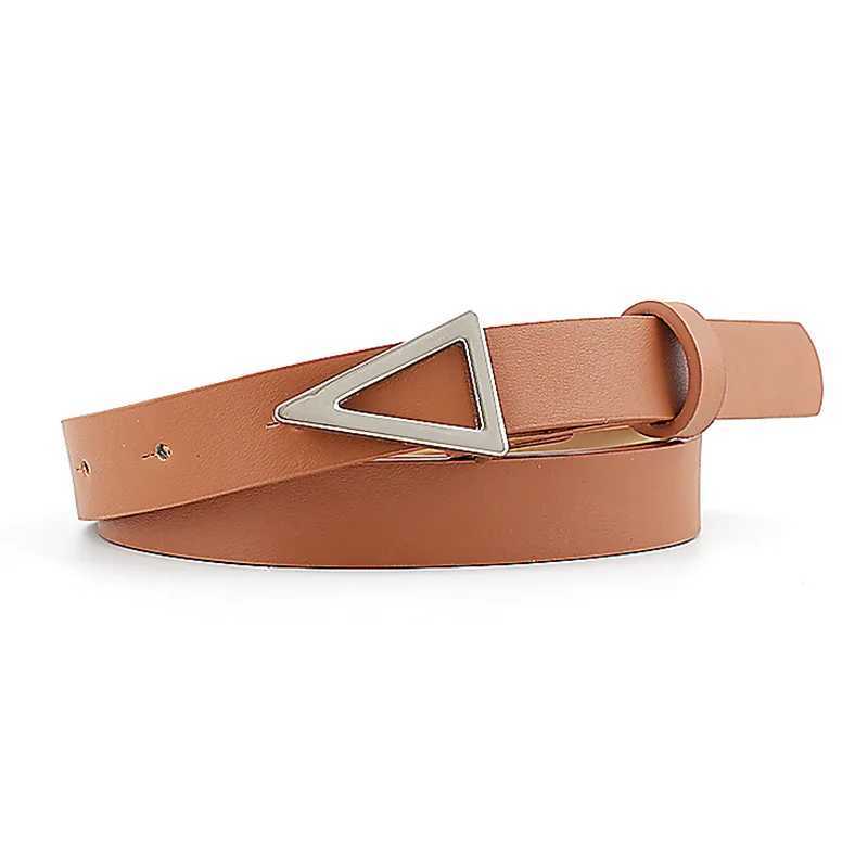 Narrow Leather Belt Women Waistbands Fashion Silver Triangle Snap Buckle Belt Ladies Wild Decoration Waist band Ladies Silm Belt W250120