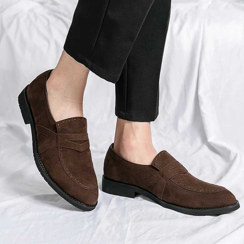 Mens Suede Leather Loafers Fi Soft Mens Shoes Comfortable Driving Shoes Brand Men Casual Footwear Thick BottomXJ250118