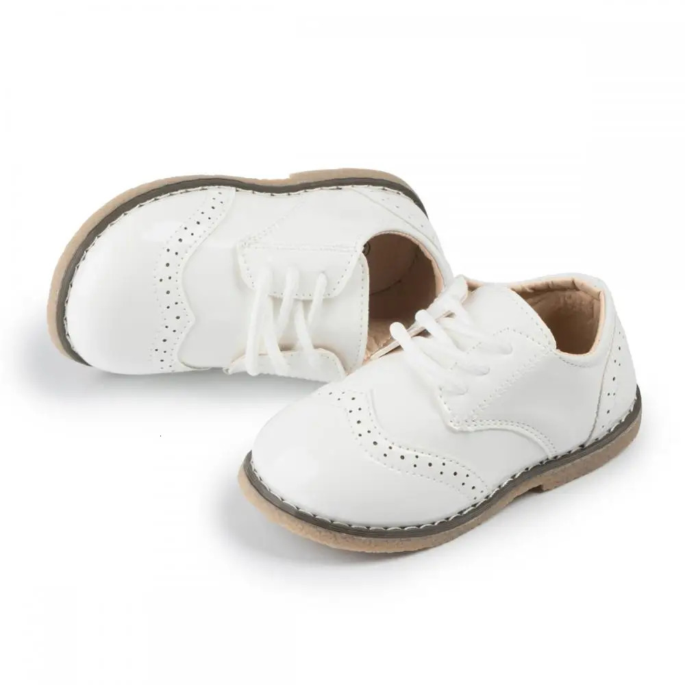 Childrens Leather Shoes AntiSlip Waterproof Casual Boys Girls LaceUp Solid Color Sneakers Young 250117