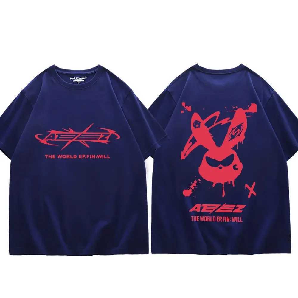 Kpop Ateez The World Ep Fin Will Tour Graphic T Shirts Men Women High Quality Fashion Trend T-shirt Street Y2k Style T-shirts W250117