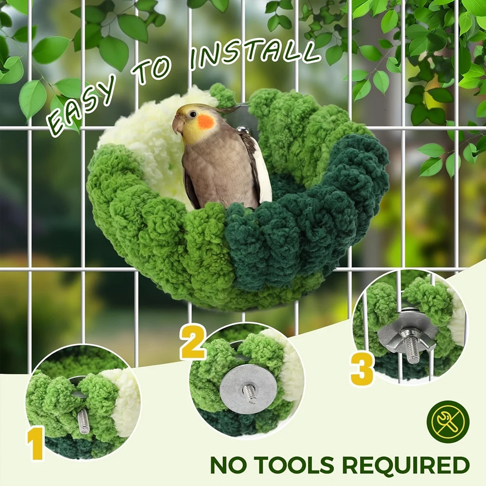 Autumn Winter Warm Cozy Bird Nest Plush Parrot Round Sleeping Bed House Toys for Small Animal Pet Bird Parrot Cage Accessories 250121