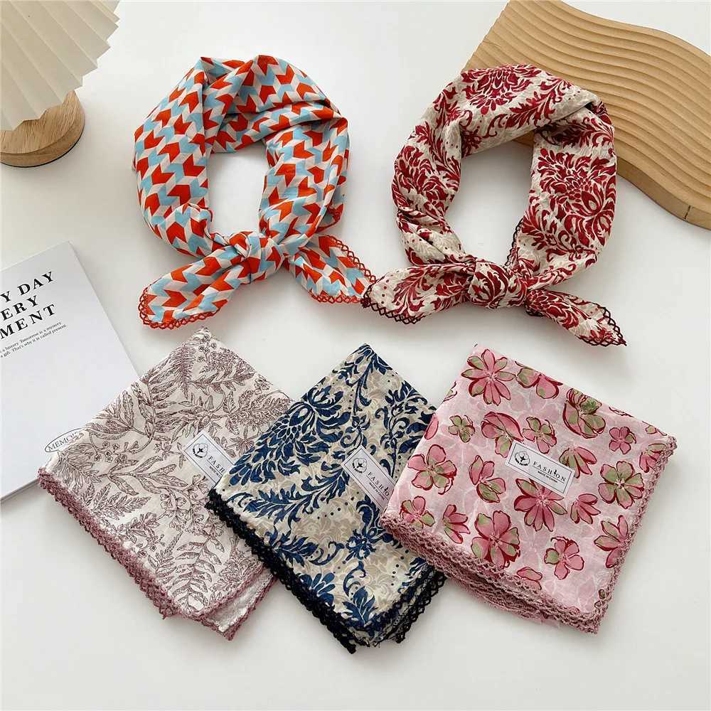 70cm Handkerchief Cotton Neck Scarves For Women Small Neckerchief Bag Scarfs Square Headband Cute Bandana Head Hair Scarf Female W250118