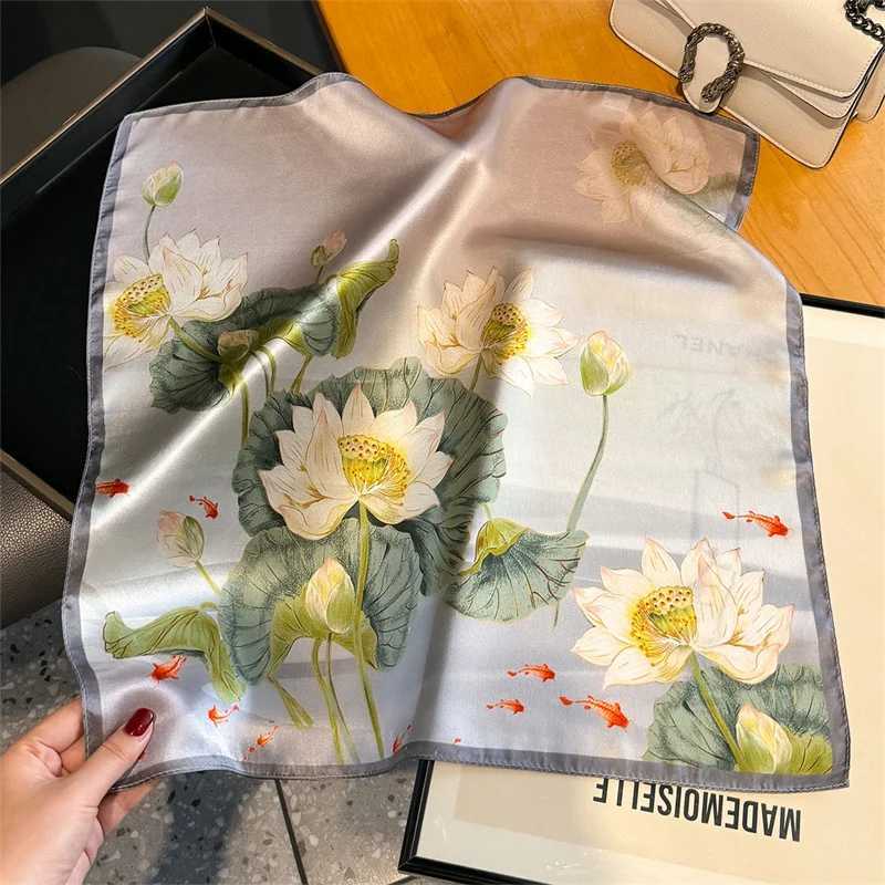 %Silk womens scarf high-quality luxury 53cm square scarf oil painting style neck hair wrist bandage tie Shls design W250118