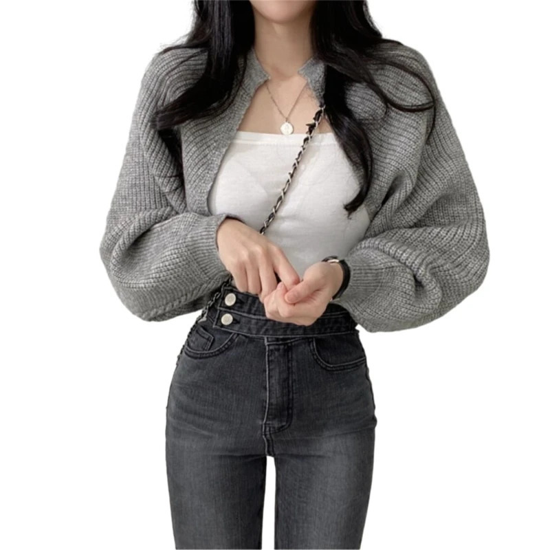 Women Cardigans Open Front Shrugs Long Sleeve Cropped Cardigan Sweaters Shrug Boleros drop 250109