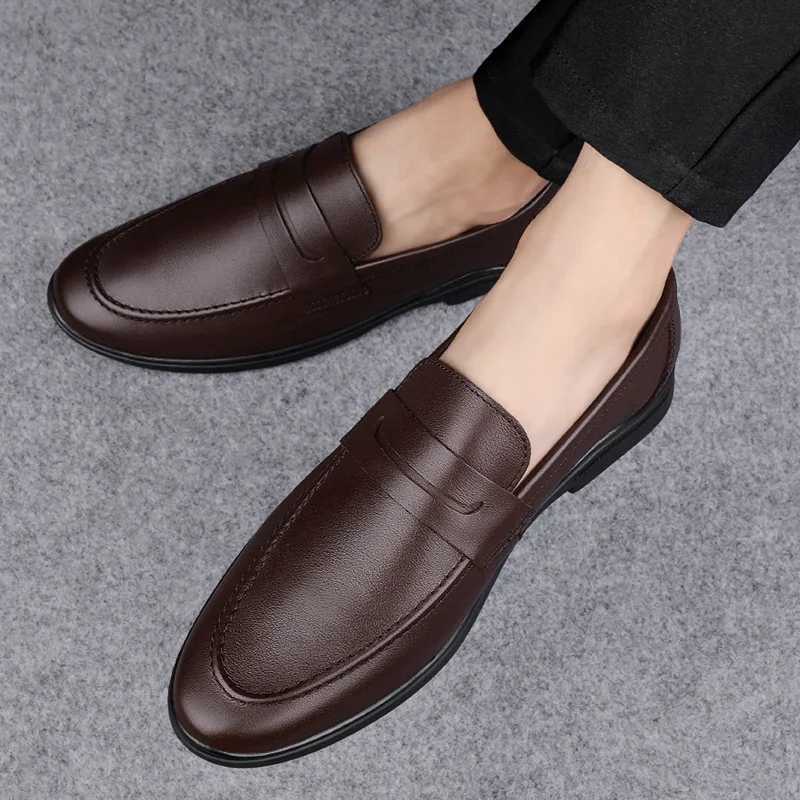 Mens Genuine Leather Casual Shoes Slip Winter Plush Snow Loafers N Slip Breathable Driving Flats Spring Walking Work ShoesXJ250118