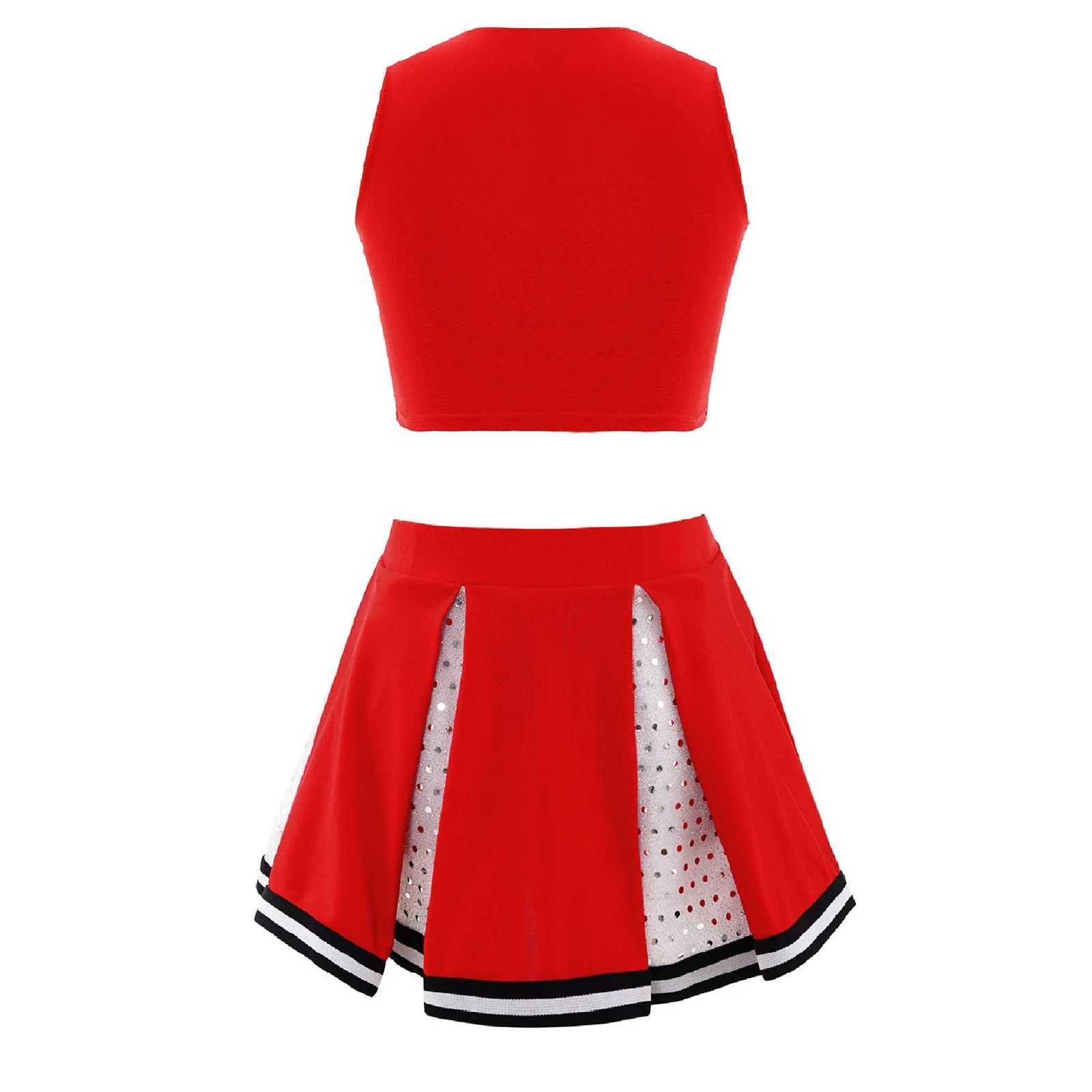 Childrens Cheerleading Uniform Cheerleading Costume School Girls Cheerleading Dance Costume Set+Skiing Childrens Cheerleading Dance CostumeW250121