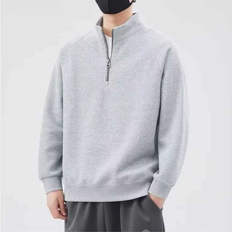 Spring Stand-up Collar Pullover Sweatshirts Mens 2024 New Half Zipper Y2K Vintage Hoody Casual Preppy Fashion Loose Clothes W250117