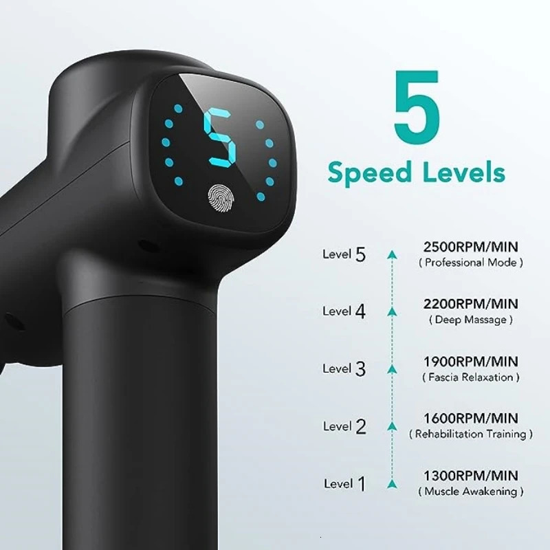 Opove M3 Black Massage Gun with Adjustable Speed Levels Long Battery Life Quiet and Portable n 10mm 250108