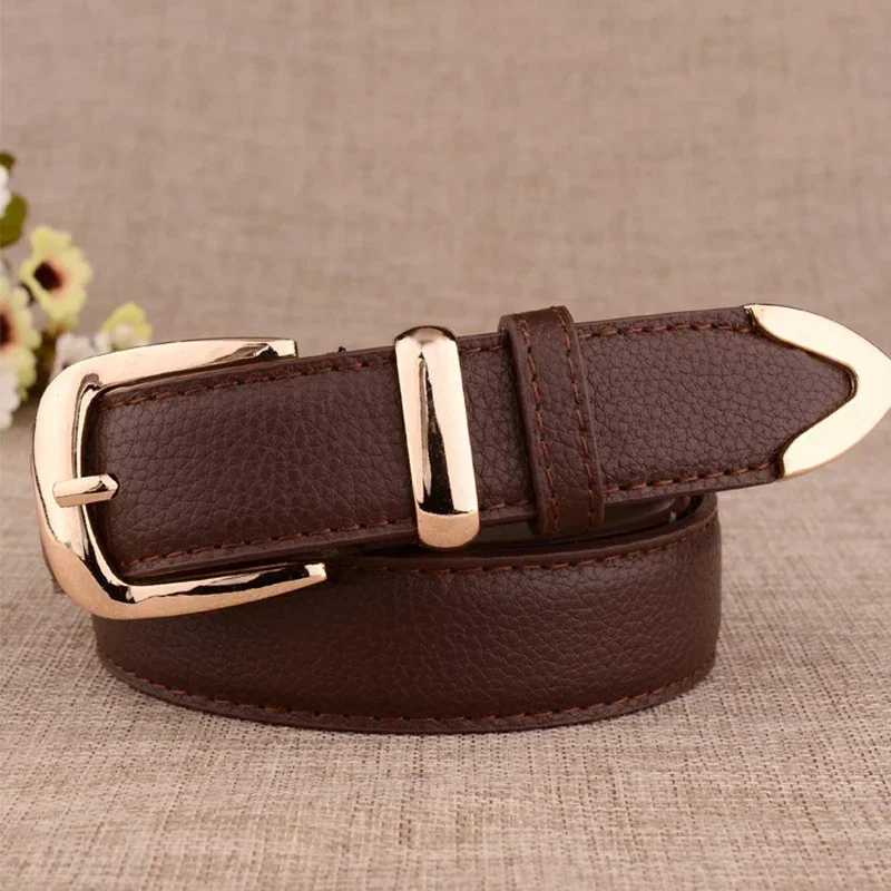 Fashion Women Genuine Leather Belts High Quality Gold Buckle Best Matching Dress Jeans Belts for Lady W250120