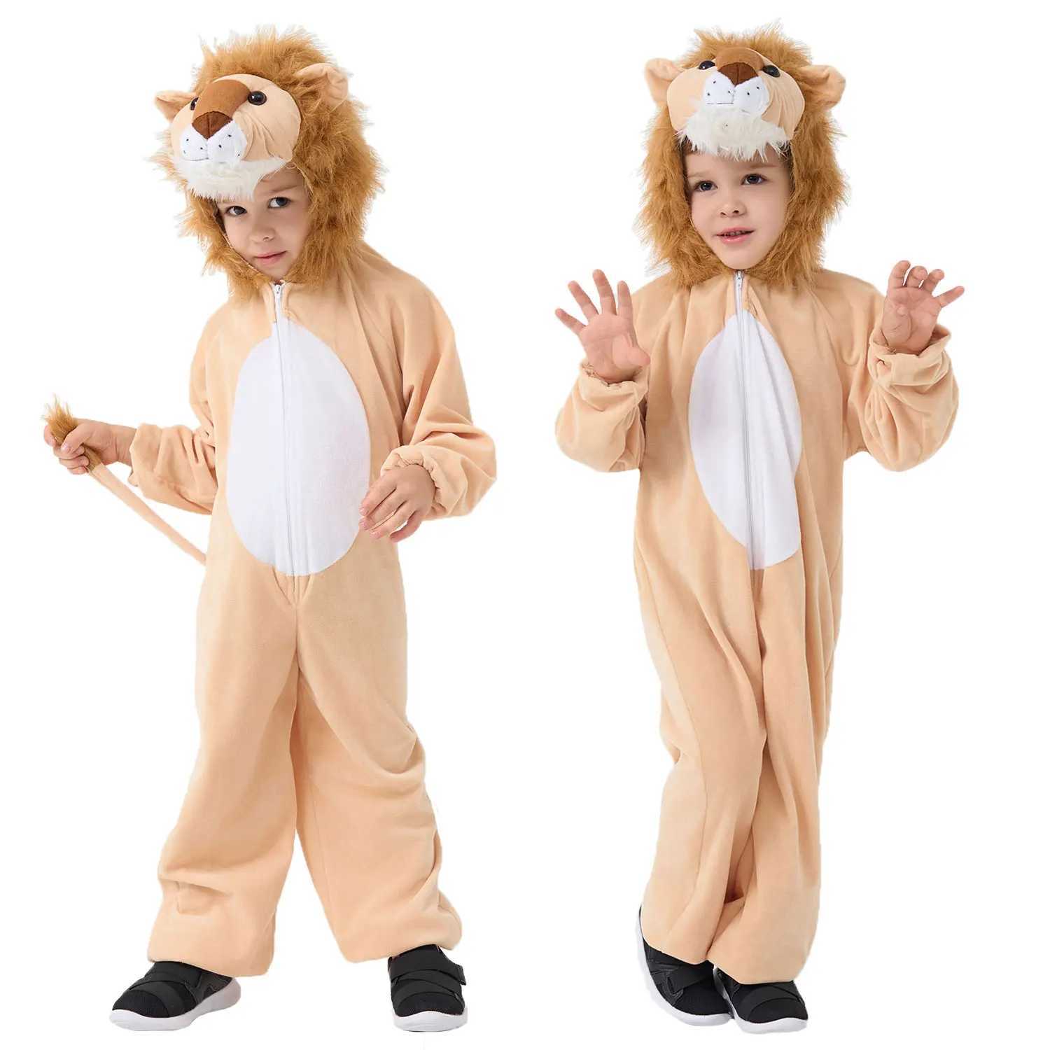 Order Toddler Kids Child Animals King Lion Costume for Boys 2-4Y 4-6Y 6-8Y Hoodie Jumpsuit Velvet High Quality Update Version W250117