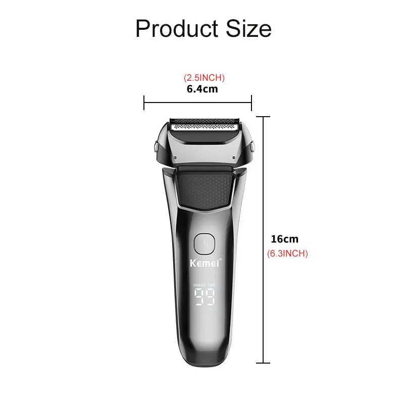 Kemei km-8512 electric shavers beard rechargeable shaving mane for men waterproof with LCD display Razor shavers bald trimmerW250117