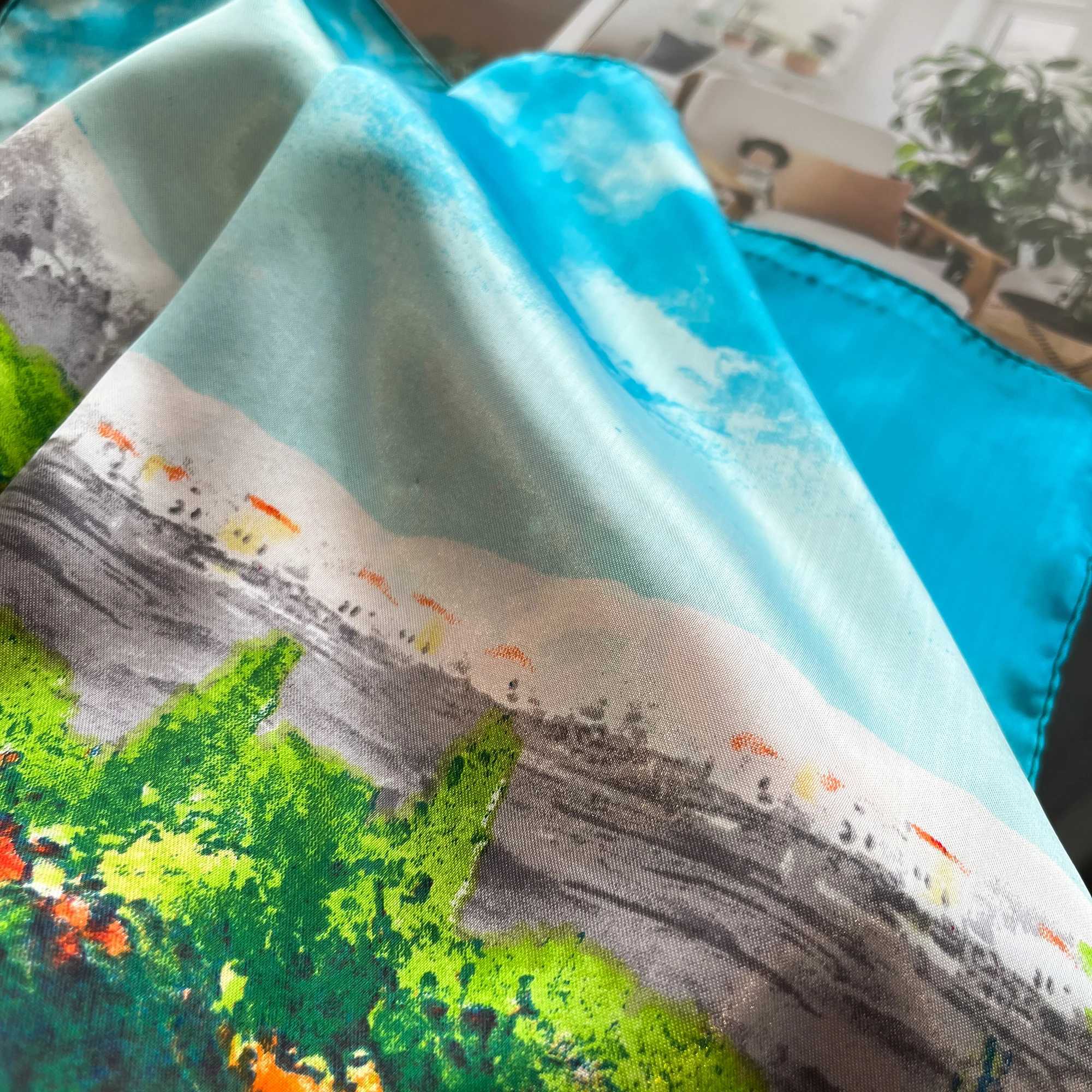 Luxury silk hair square scarf womens satin neck tie wrist fountain summer print Shl Wrs head Kerchie headscarf Bandana new W250118