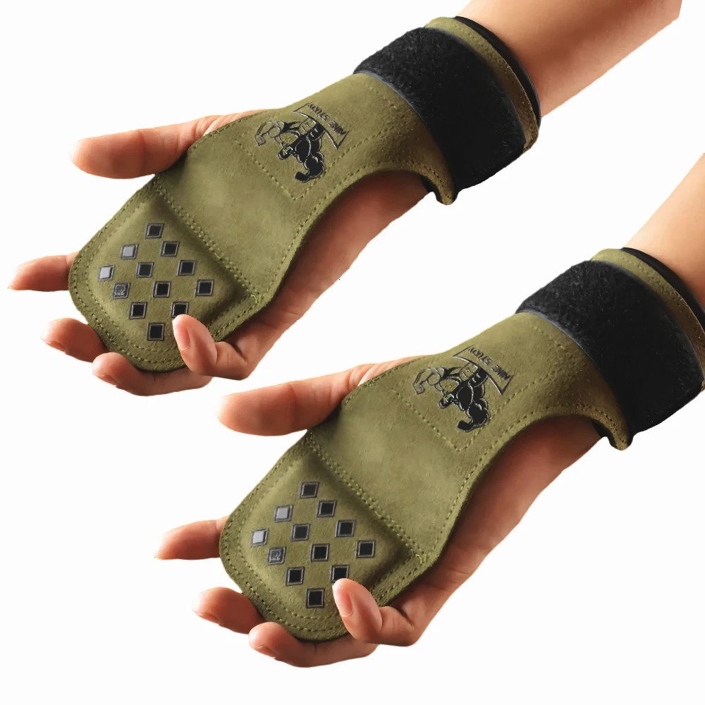 Cowhide Gym Gloves Grips Anti-Skid Weight Lifting Grip Pads Deadlifts Workout Fitness Gloves Pull Ups Bracer Protection 1 Pair 250118