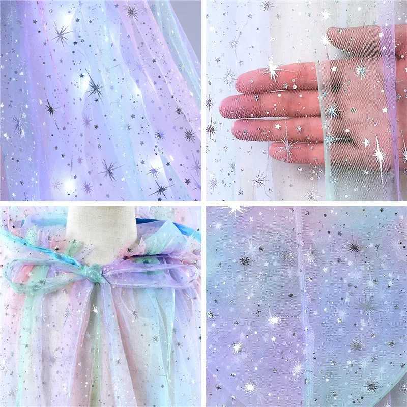LED Princess Girls Cape Children Costume Cloak Kids Aurora Rapunzel Elsa Carnival Party Clothes Sequins Performance Accessory W250117