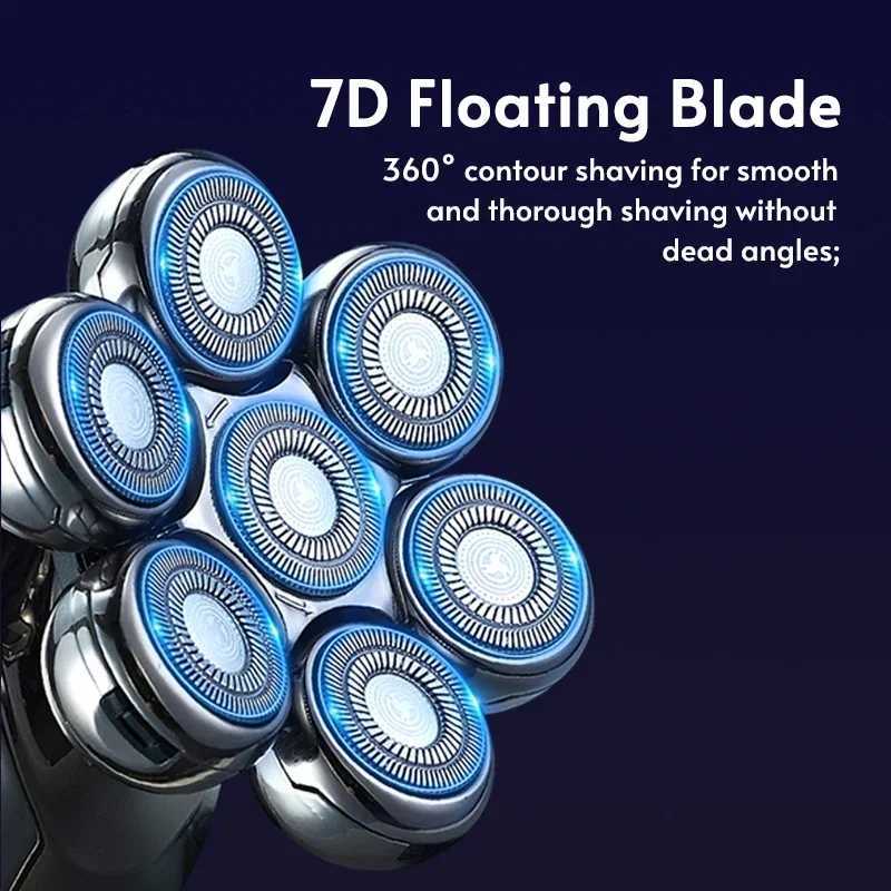 5-IN-1 Men Rechargeable Bald Head Electric Shaver 7D Floating Head Beard Nose Ear Hair Trimmer Razor Clipper Facial BrushW250117