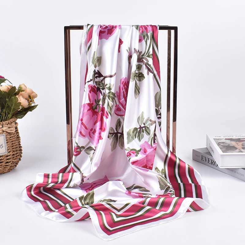 2023 New Rose Pattern Season Global Fashion 90 Color Ding Square Scarf Headband Scarf Silk W250118