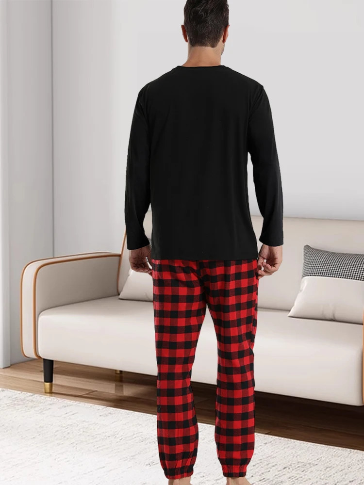 Mens homewear suit fashion leisure solid colour pyjamas plaid pyjama trousers shrinking feet home daily wear 250122