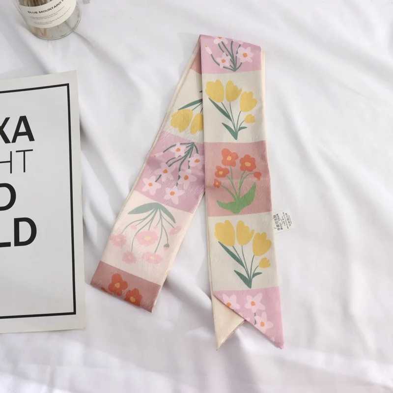 Plant Print Fashion Hair Ribbon Scarf Neck Tie Bag Scarfs Satin Silk Skinny Headscarves For Women W250118