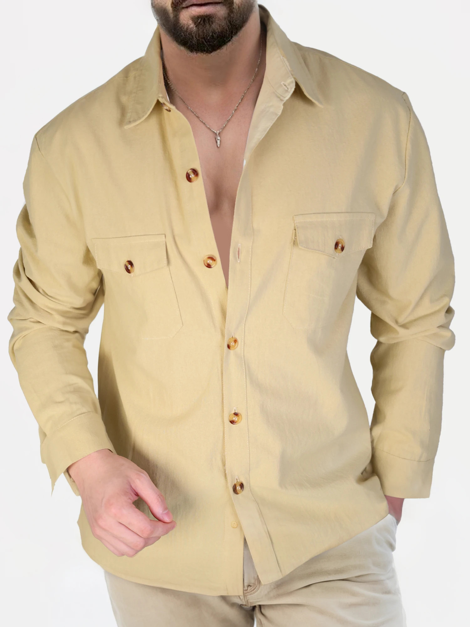 Mens Cotton Linen Shirts Turn Down Collar Solid Hawaiian Shirt Lightweight Breathable White Casual Large Size Streetwear 250110