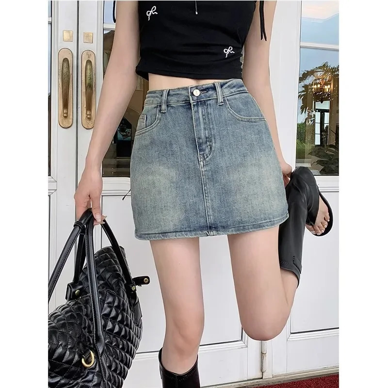 Plus Size American Style Vintage Denim Skirt For Women High Waisted Slimming Mini Dress Summer 2024 n Sensibility Niche y250122