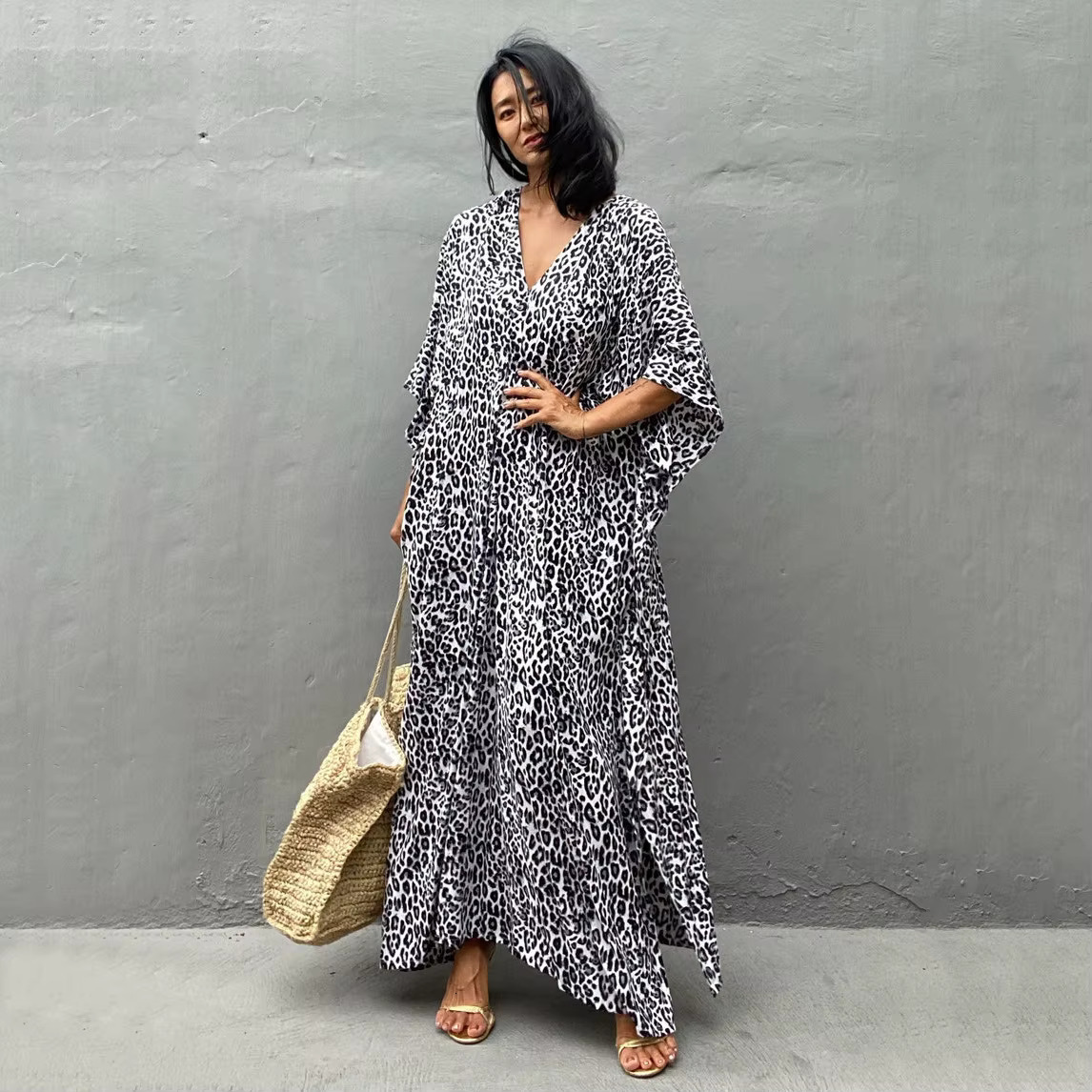 Wehello-Women's Beach Cover Ups For Swimwear, Leopard Kaftan Kimono, Swimsuit Cape, Summer Dress, Beachwear Outfits, Dropship