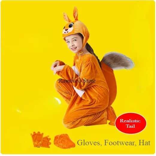 Brown Color Squirrel Cosplay Jumpsuit for Kids Children Animals Cos Stage Fairy Tale Performance Clothing Squirin Costumes W250117