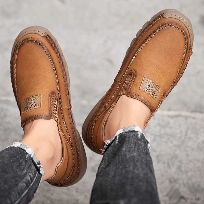 New Brand Men Shoes Leather Casual All-mah Loafers Mens Moccasin Comfortable Driving Boat Shoes All-mah Mens Office FlatsXJ250118