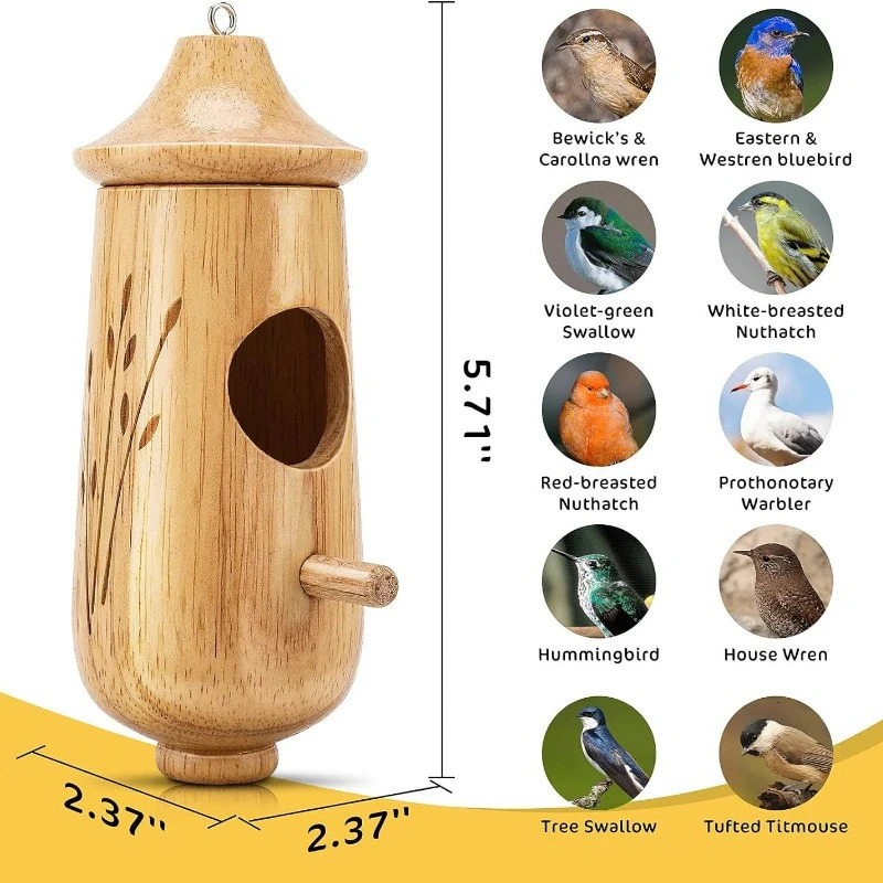 Wooden Hummingbird House Nature Ventilatio Humming Bird House Swing Parrot Swing Toy Hanging Ornament for Outside Garden Decor 250121