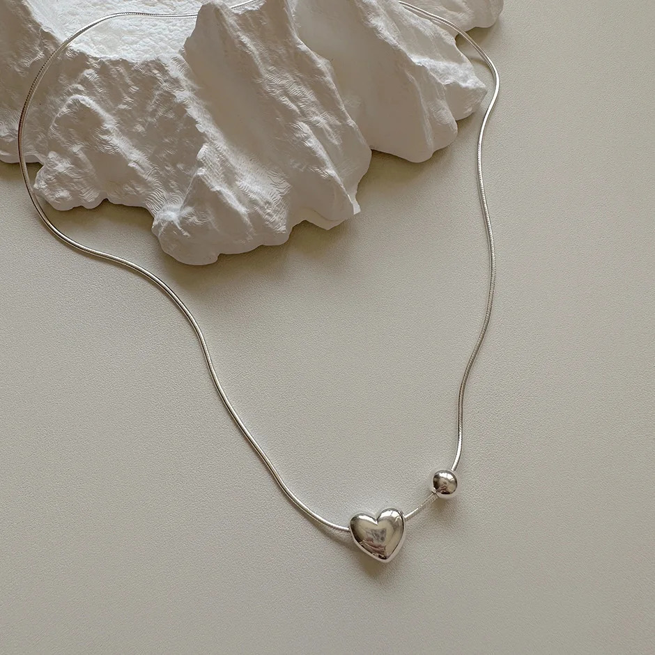 SHANICE 925 Sterling Silver Love Heart Pearl snake bone chain Necklaces For Women Chokers Festival Party Gift Jewelry 250117