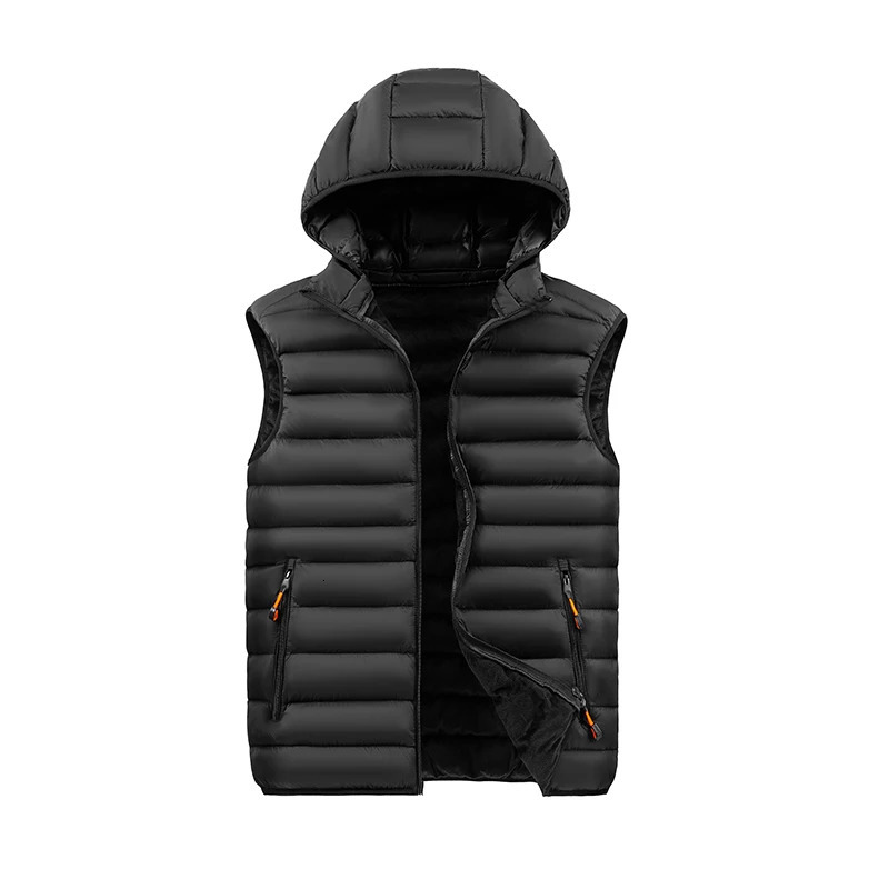 Men Autumn Casual Sleeveless Vests Jacket Mens Waistcoat Winter Fashion Waterproof Outwear Detachable Hat Vest Jackets Male 250114