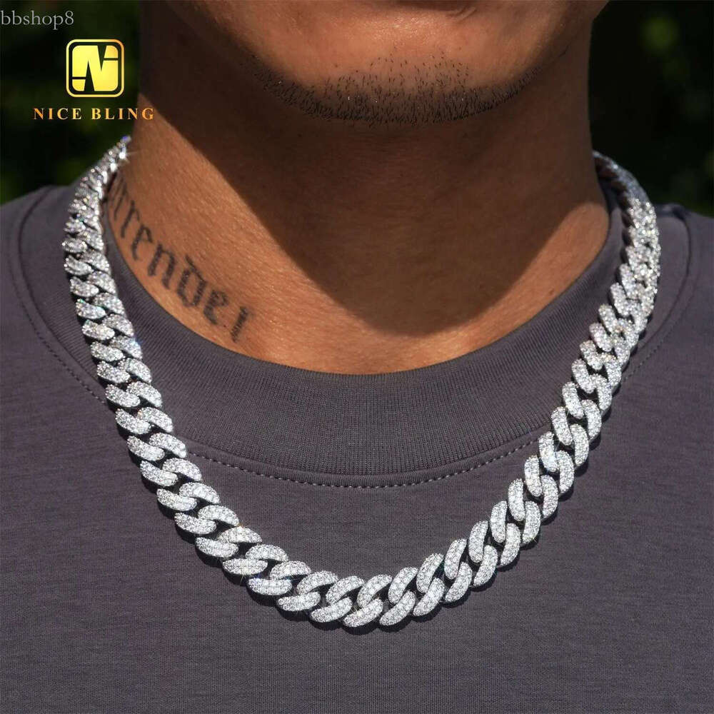 fashion pendant jewelry iced out hip hop miami k chains men women sier 15mm wide round shape vvs moissanite cuban necklaces and bracelets