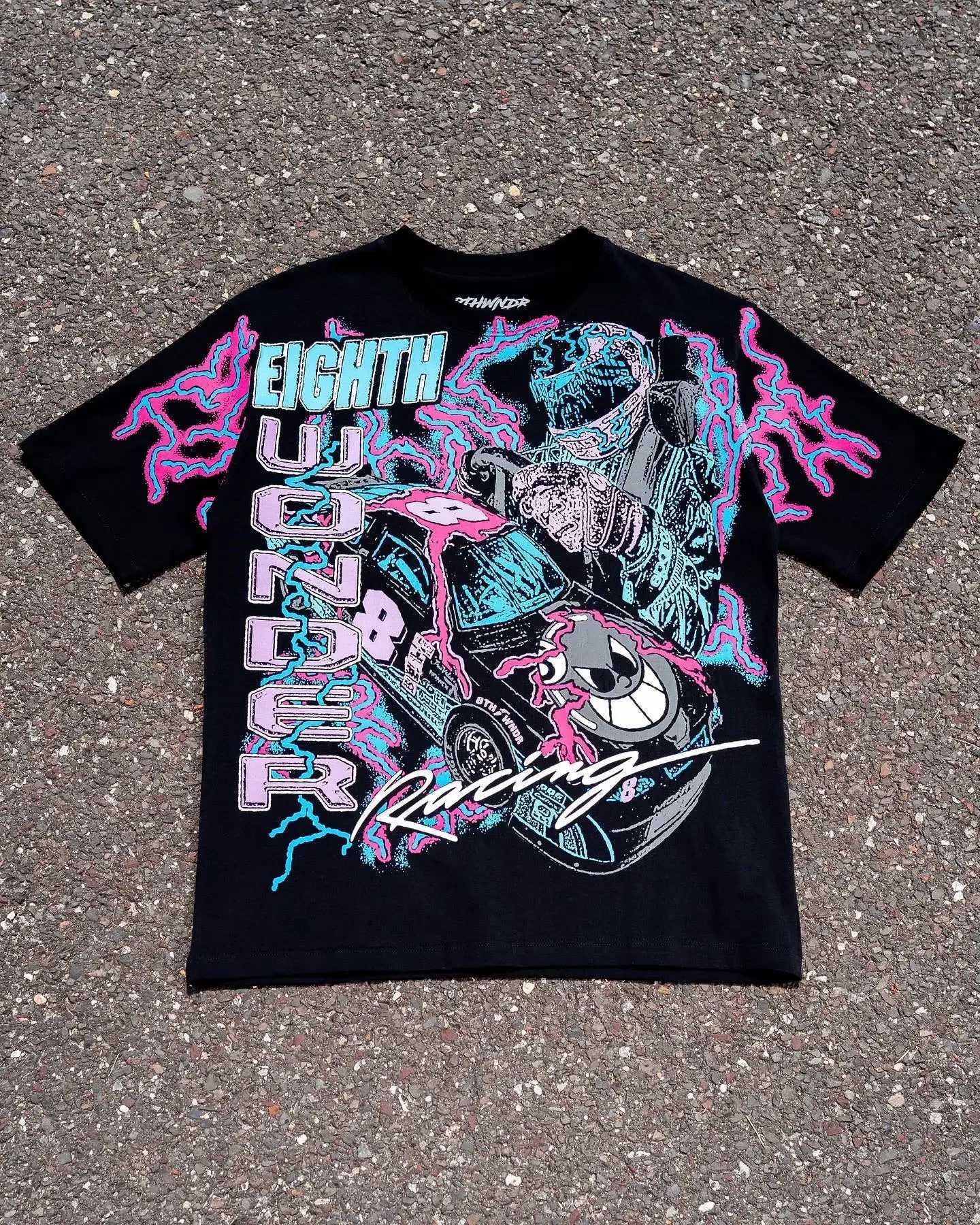 Streetwear cyberpunk TShirt Y2K mens Harajuku hip-hop graffiti pattern oversized T-shirt cotton casual short sleeved top W250117