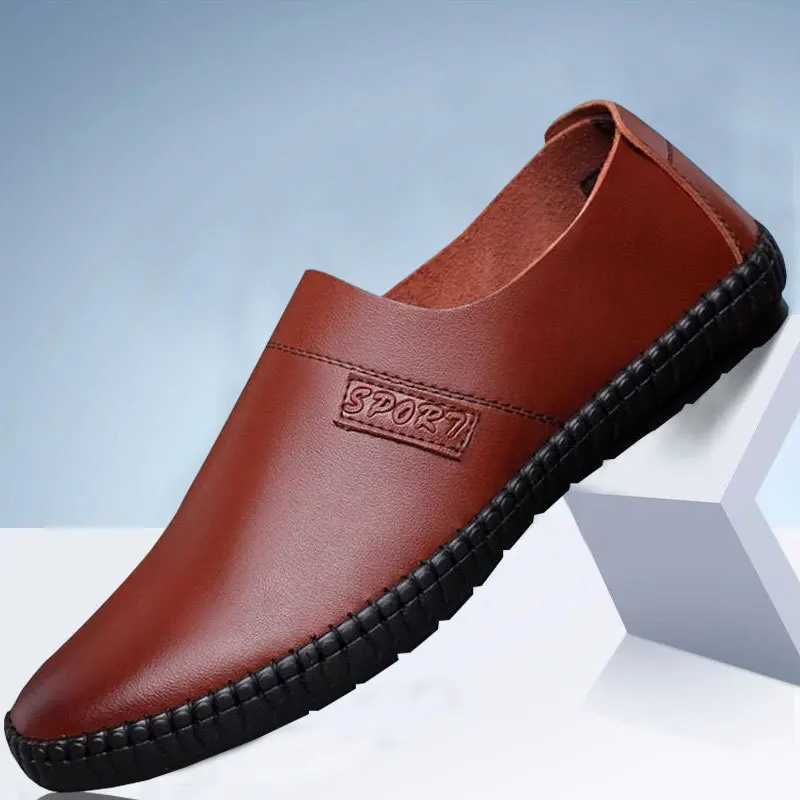 Spring Autumn Mens Leather Casual Shoes Soft PU Leisure Flats Daily Solid Color Slip- Loafers N-slip Flat Men Driving ShoesXJ250118
