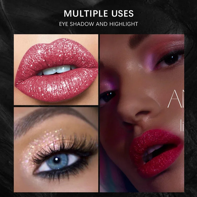 12 Colors Lip Gloss Set Glitter Diamond Lipstick Waterproof Long Lasting DIY Lip Gloss Kit with Lip Tint for Halloween Makeup 250108