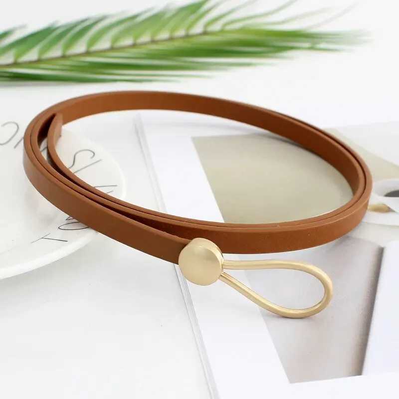 Womens Belt No-hole Knotted Belt Vintage PU Leather Waistband Solid Color Vintage Decorative Thin Belts Dress Girdle For Women W250120