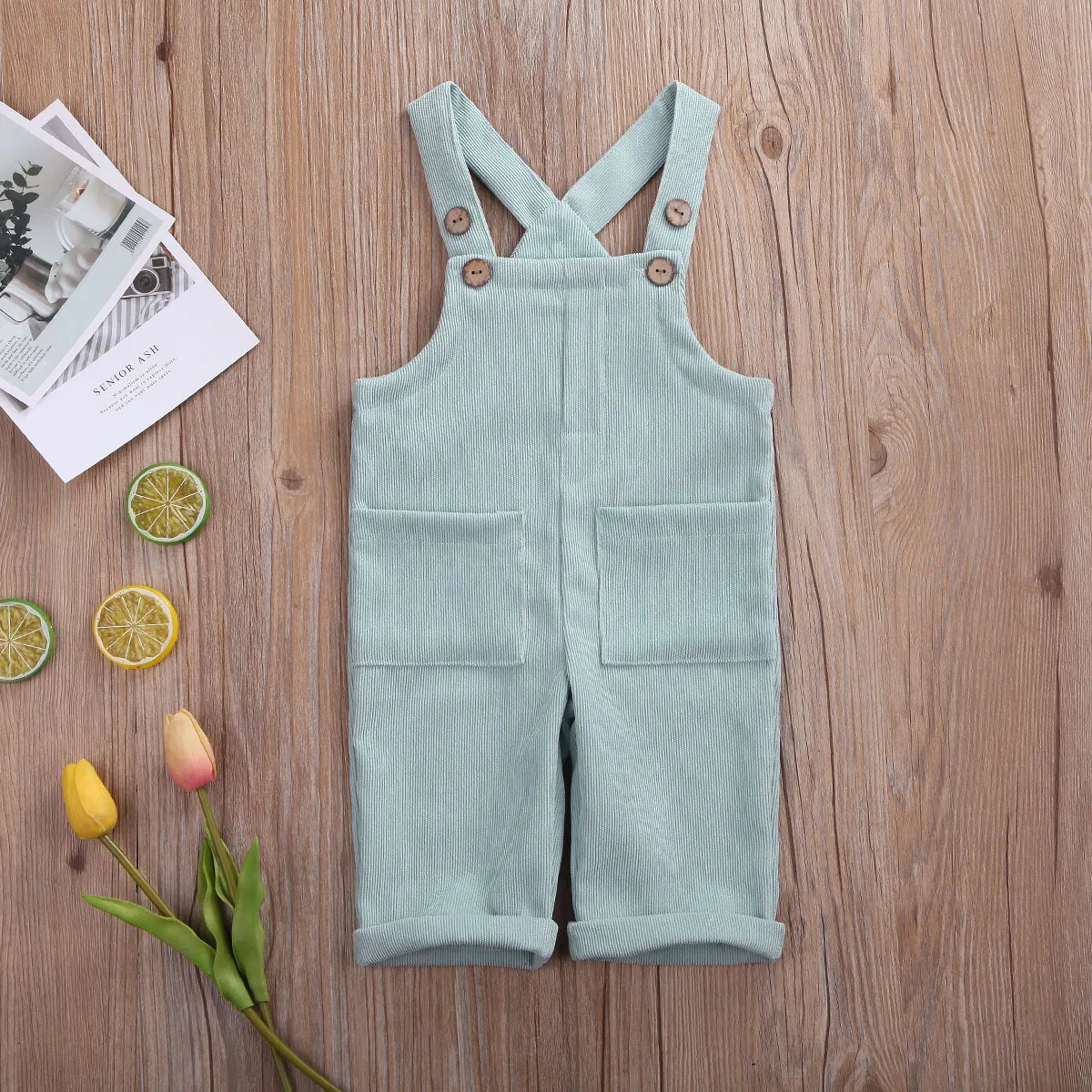 05Y Baby Corduroy Suspender Pants Boys Girls Autumn Clothes Kids Sleeveless Loose Overalls Romper Jumpsuits with Pockets 250117