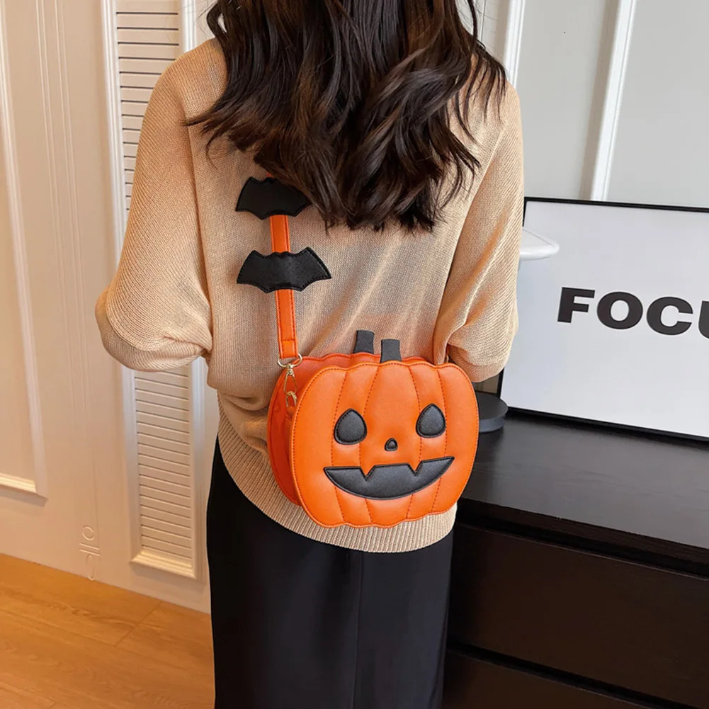 Pumpkin Crossbody Bag for Women Pumpkin Shoulder Bag Female Halloween Bag PU Leather Demon Messenger Bag Halloween Shopper Bag 250120